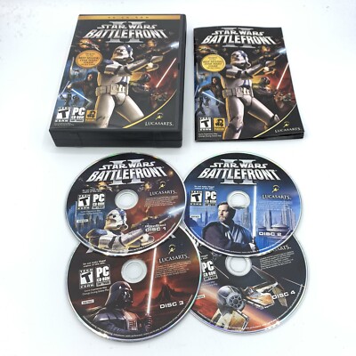 Star Wars Battlefront II 2 PC Complete Original Battlefront 4 Disc Manual Case
