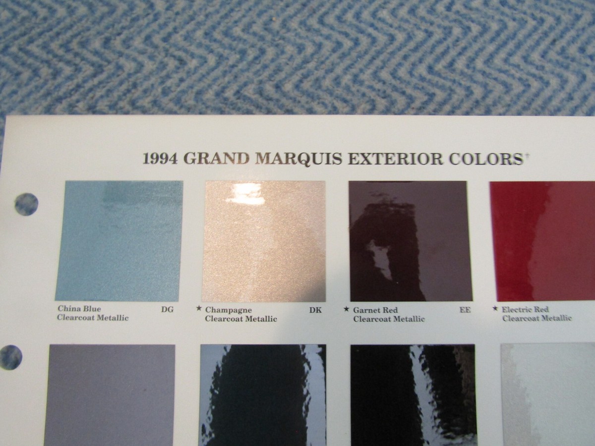 1994 MERCURY GRAND MARQUIS EXTERIOR COLOR CHART CHIPS SAMPLES