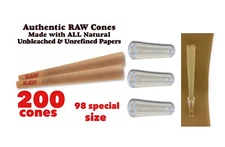 RAW classic 98 special size pre rolled cone (200PK)+3X glass cone holder tip