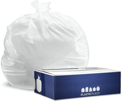Plasticplace Gallon Trash Bags White, Case of 250 Bags Low Density Bulk  Pack