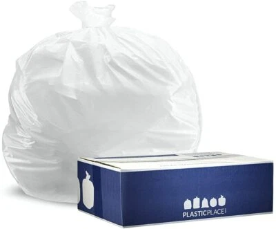 Plasticplace 4 Gallon Trash Bags - White, Case of 250 Bags Low Density Bulk Pack