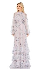 Stunning NWT Mac Duggal Bishop Sleeve Ruched Bodice lilac Gown Sz 10 Wedding NEW