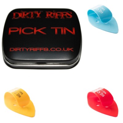 3 x Dunlop Herco HE112 Daumenpicks flach Medium - in einer handlichen Plektrumdose