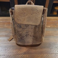 Women s Brown Stamped Floral Backpack. Backpack Straps