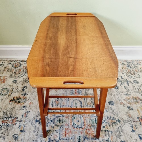 Mid Century Small Side Coffee Table With Shelf & Handles Foldable Vintage 60's - Picture 11 of 20