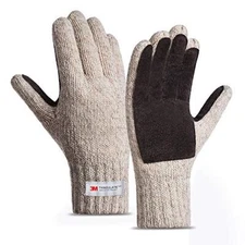 Thinsulate Inner Thermal Insulation Winter Fingerless Gloves Men Women Wool Top