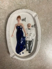 Vintage Ashtray Naughty Risque Double Sided Man Grabbing Lady's Butt 