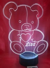 Teddy Bear Lamp LED Light Up Personalized Bear Night Light Free Engraved, Remote