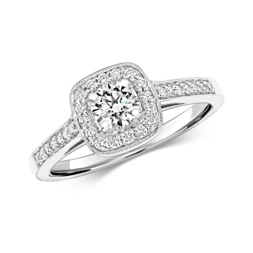 0.55ct Diamond Cushion Hal o Ring Sizes J-Q - Picture 1 of 1