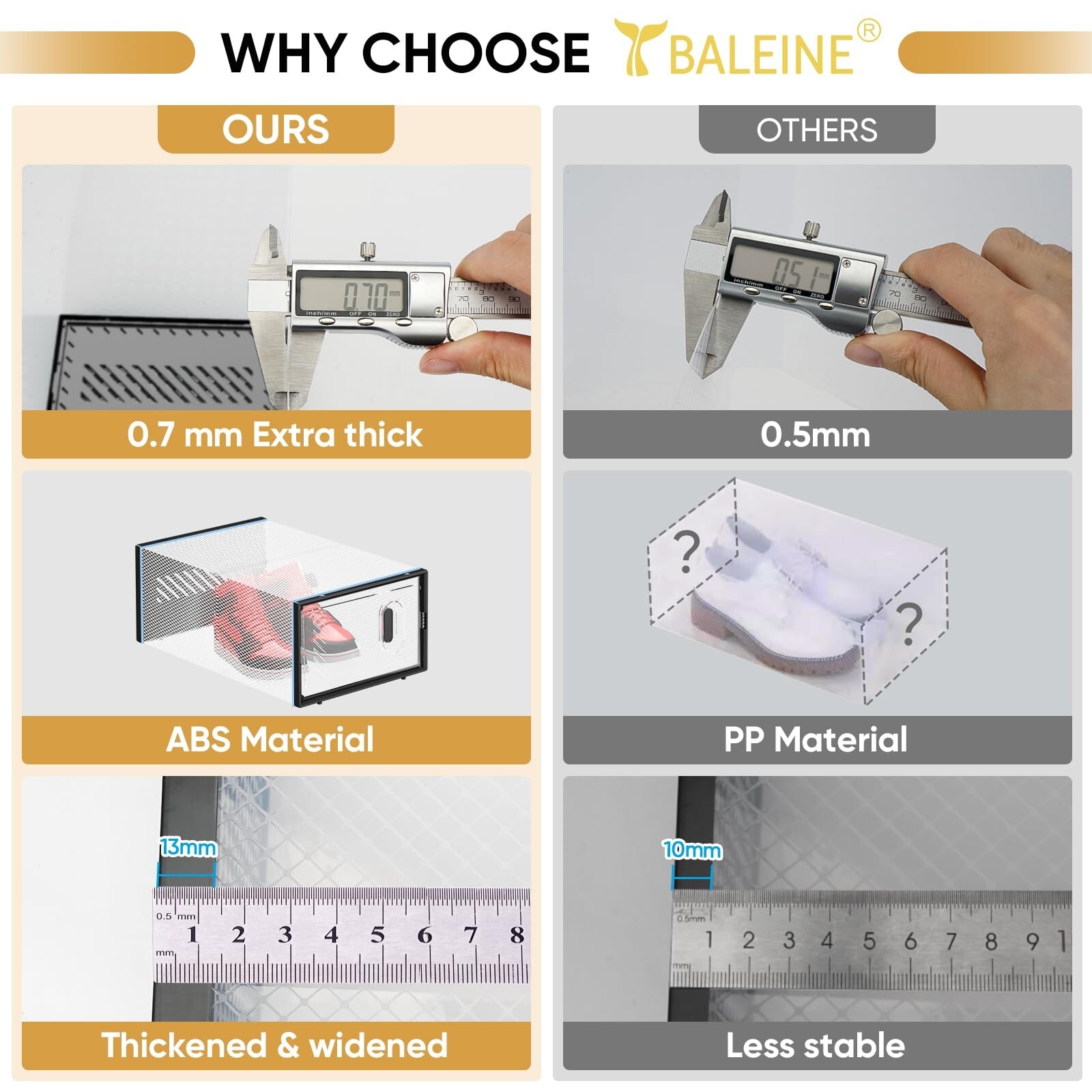 BALEINE 12 Pack Stackable Shoe Storage Boxes Fit … - image 5