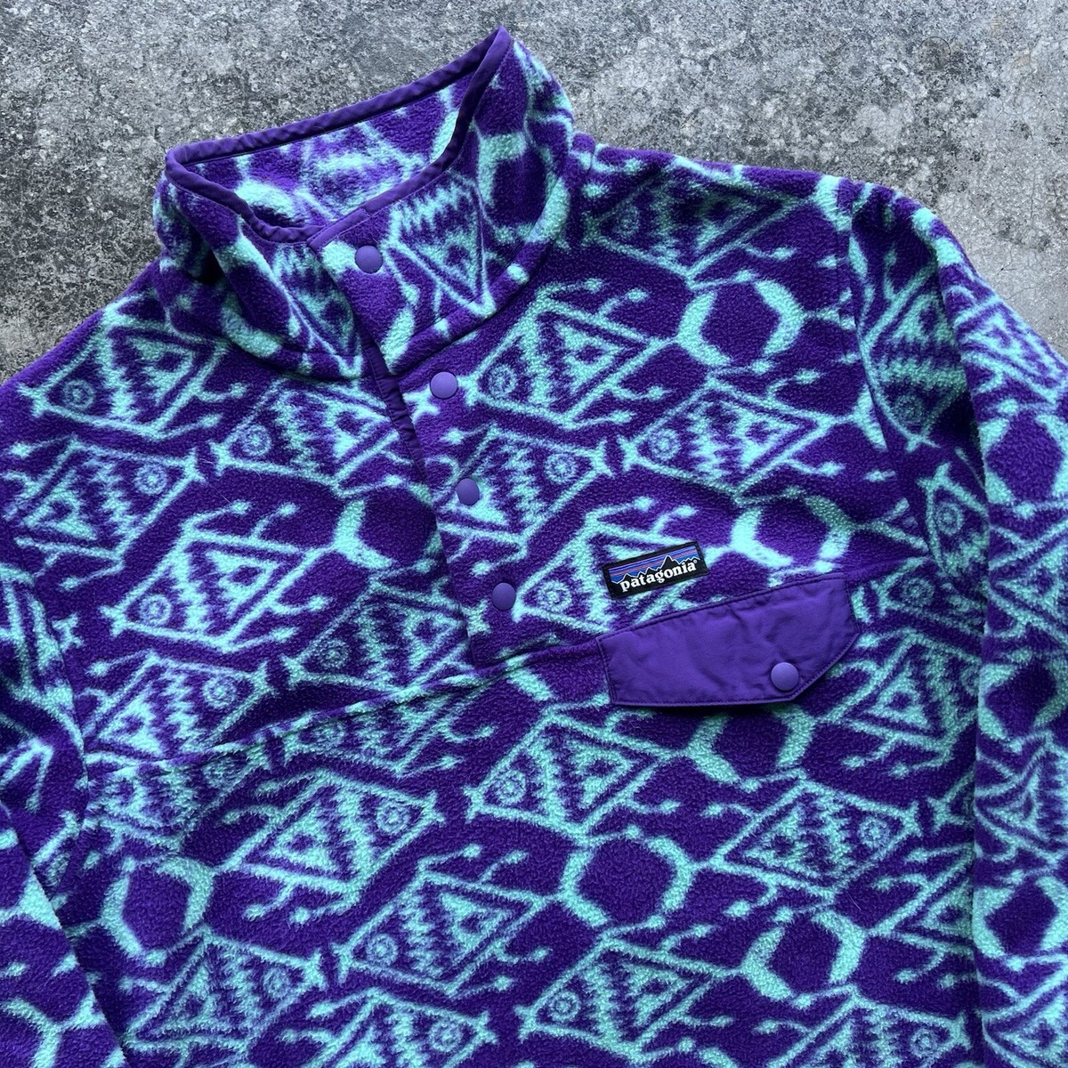patagonia Synchilla Scarf ブルー×パープル Vintage Patagonia Gargoyle Synchilla 1992 Blue Purple USA M - ONLY
