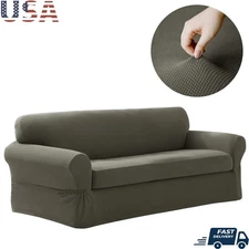2-Piece Stretch Sofa Slipcover Easy Install Fabric Washable Non-Slip Design New