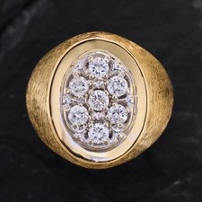 2.00Ct Round Cut Lab Created Diamond Cluster Men's Ring 14K Yellow Gold Plated