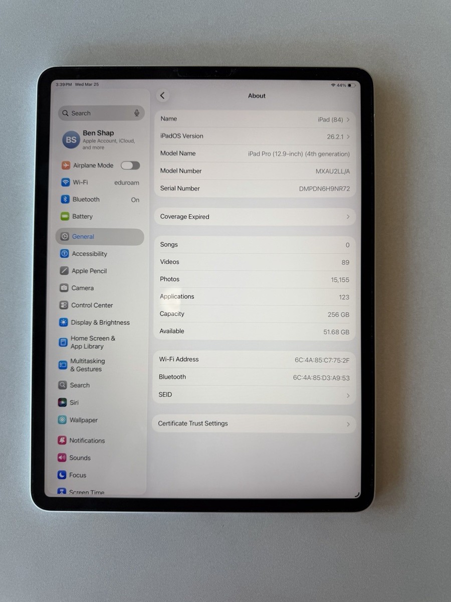 Apple iPad Pro 12.9-inch 4th Gen Wi-Fi Tablet 256GB Silver Apple iPad Pro 12.9-inch 4th Gen Wi-Fi Tablet 256GB Silver