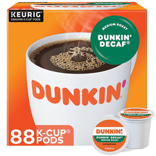 Dunkin' Decaf Coffee K-Cup Pods, Medium Roast, 88/Carton - NEW