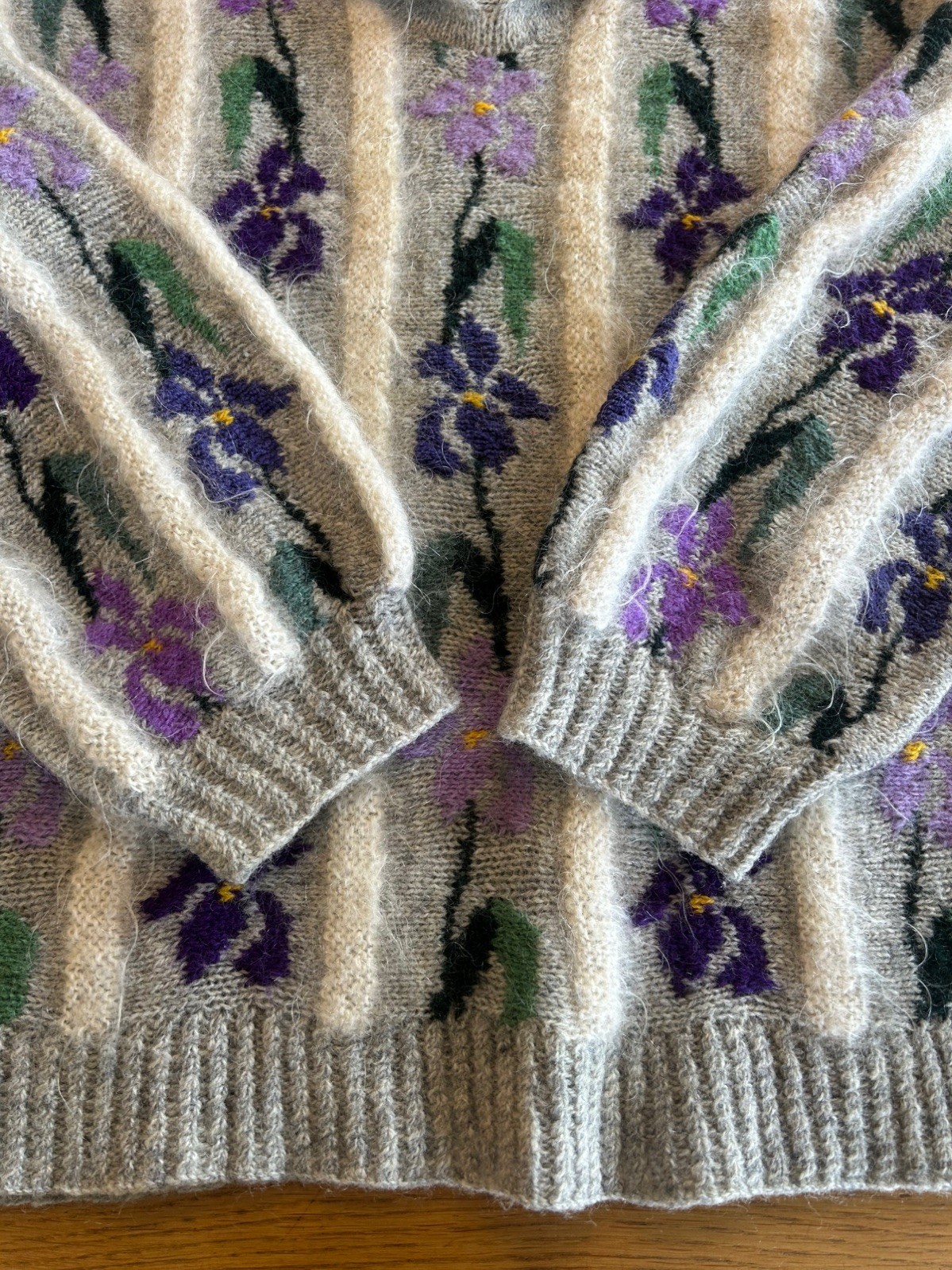 Rare SASHA KAGAN Hand Knitted Jumper Collared Mohair Wool Kaffe Fassett Style image 7