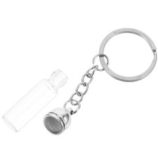 Assorted Color Glass Bottle Keychain Metal Pendant Leakproof Stylish Key Holder