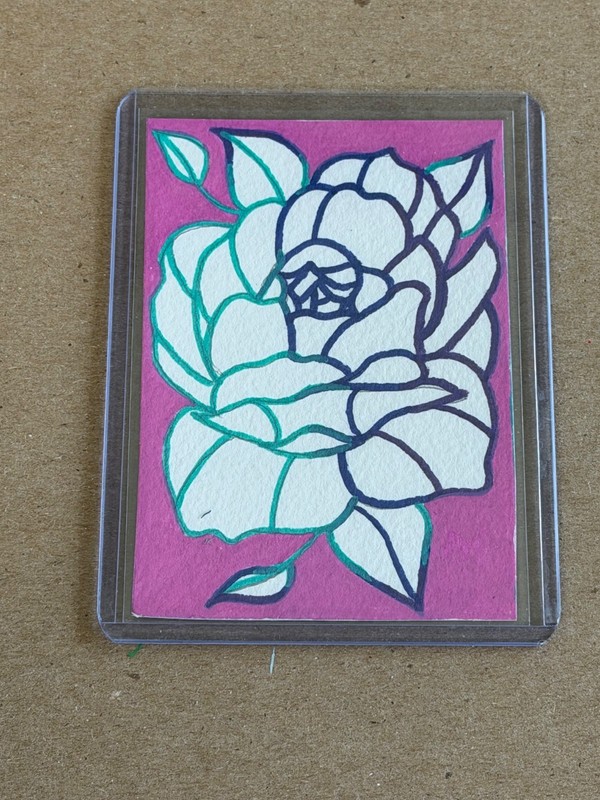 Aceo Art Card Art Original Acrylic floral