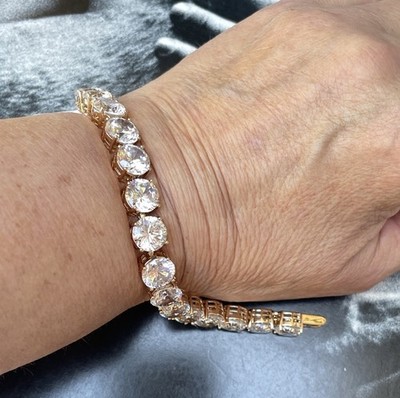 6.7  White Crystals  Rose Gold 18k Plated Chain Bracelet  XUPING