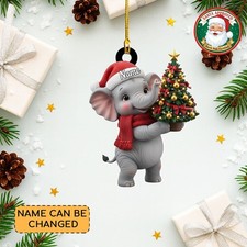Personalized Elephant Christmas Ornament Funny Elephant Ornament Lovers Gift