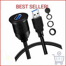 BATIGE Single Port USB 3.0 Male to Female AUX Car Mount Flush Cable Waterproof E