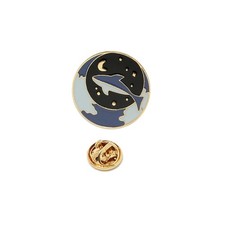 Artistic Matching Astronaut Whale Pin Set Glossy Alloy Gold Silver Romance Gift