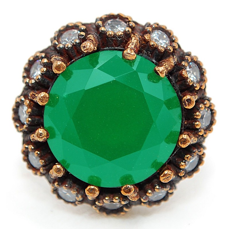 Ottoman 5CT Heat Treated Green Tourmaline 925 Sterling Silver Ring Sz 7 TT2-2