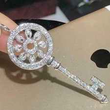 2Ct Round Cut Lab Created Diamond Women's Pendant 14K White Gold Plated