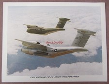 Vintage Boeing Photo Print * YC-14 AMST Prototypes USAF / Specs on Back 8 ½ x 11