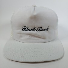 Vintage Black Book Trucker Hat Snapback Cap Adjustable 80s USA Made Foam Punk