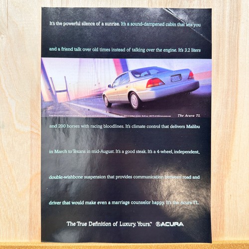 1997 Acura TL Silver Sedan Bridge Scene Vintage Print Ad Car Auto Advert