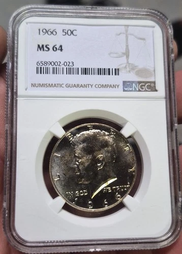 1966 Kennedy Half Dollar PCGS MS64 Uncirculated Lightly Toned Silver Coin