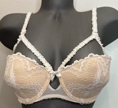 Adore Me White Lace Cream Push Up Padded Bra 32D