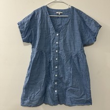 Madewell Eyelet V-Neck Cotton Minidress in Tranquil Lake blue Size Large