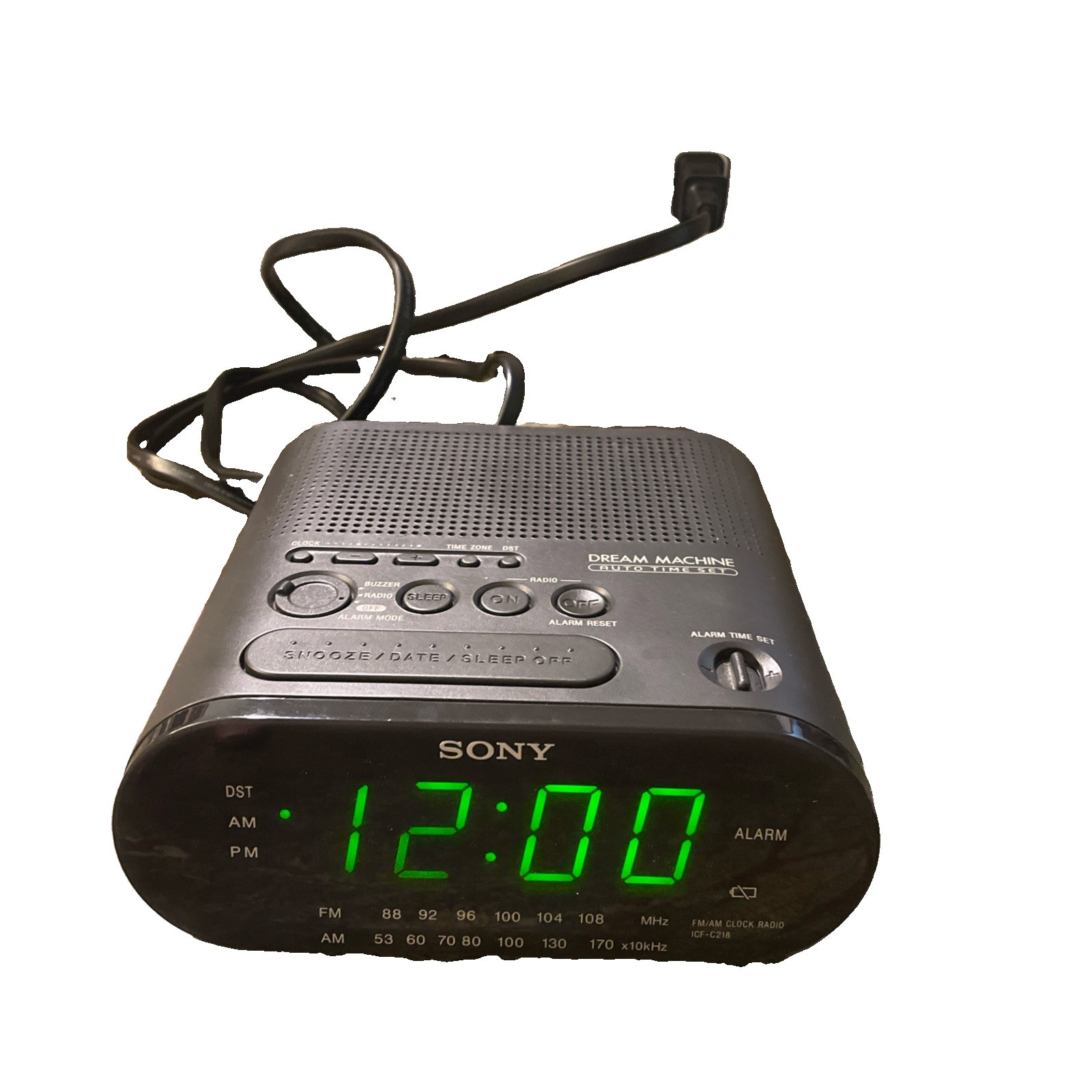 Sony Dream Machine Auto Time Set Model ICF-C218 FM/AM Clock Radio Works EUC