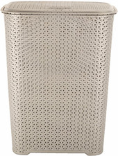JMS We Create Smile 65 Litre Large Laundry Basket with Flip Lid - Knit Design Pl