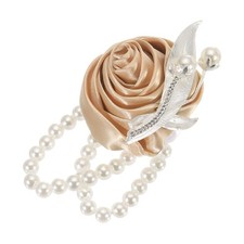 Wrist Corsage Artificial Flower Bracelets, 2.4 x 2.8 Inch Champagne