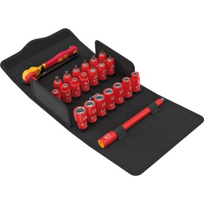Wera 8100 SA VDE 1 Zyklop 1/4'' Insulated Ratchet Socket Set Metric 22Pc