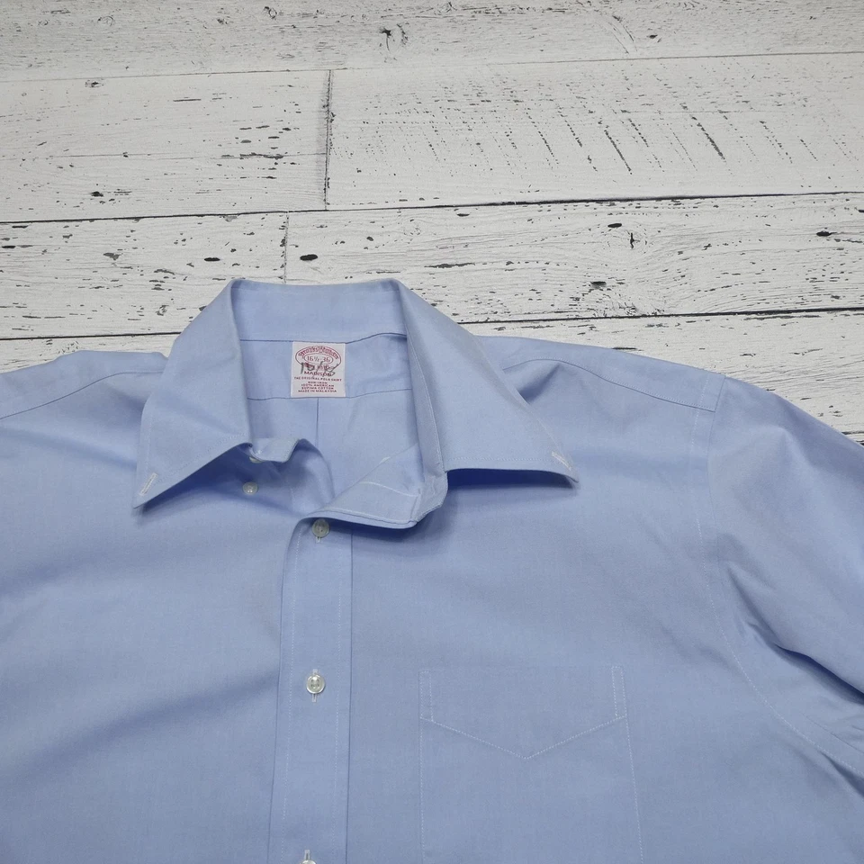 Camisa masculina Brooks Brothers 16.5-36 azul claro Madison algodão supima sem ferro - Imagem 2 de 4