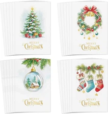 Luxury Christmas Card Box Set | 24 Holiday Cards with Envelopes & Gold Seals
