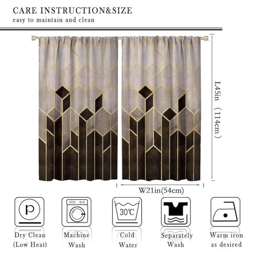 Marble Curtains, Brown Gold Abstract Geometry Pattern Texture Window - Picture 3 of 6