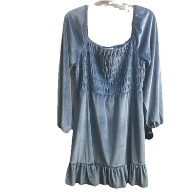 LC Lauren Conrad Dress Womens  Icee Blue Velvet Babydoll Holiday Fairy XL