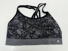 RBX Womens Sports Bra Size Large Gray Black Strappy Racerback Wireless Unpadded