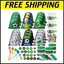 140 Pcs Soccer Party Favors with Bags, Bracelets Stickers for Kids Birthdays