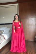 BOLLYWOOD DESIGNER PARTY PRE TUBE BLOUSE SHRUG SKIRT INDO WESTERN DRESS STITCHED
