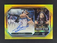 2023 Select WWE AJ Styles Ringside Action Auto Gold 7/10 RAW