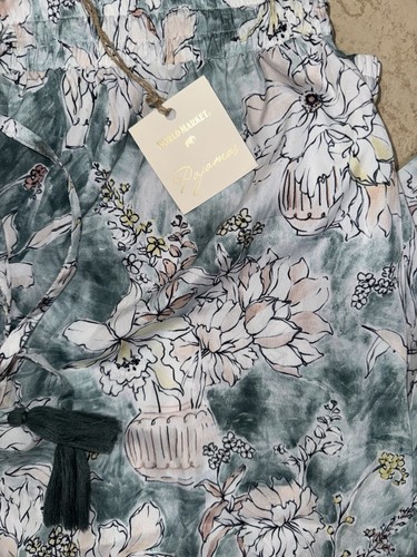 World Market Kimono Style Robe and Pajama Pants Womens S/M Blue Floral - Picture 7 of 7