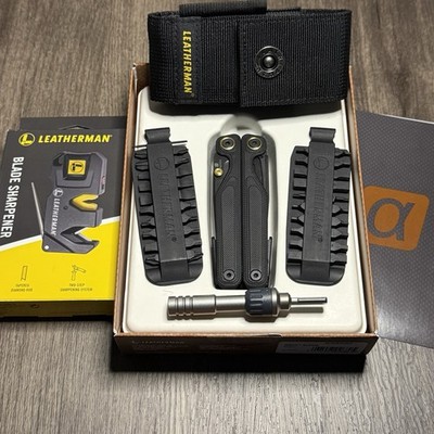 Leatherman Wave Alpha Obsidian Bundle: Ratchet Driver Bit Kit Sheath Sharpener