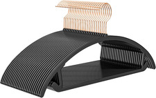 Premium Plastic Hangers Pack of 50 Heavyduty- Black No Shoulder Bump Suit Hang