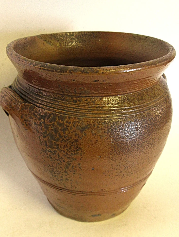 ANCIEN petit pot GRES TERRE CUITE VERNISSEE GRAISSE SUIF HUILE - Photo 2/4